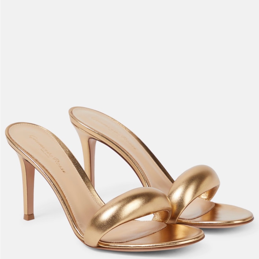 Gianvito Rossi Bijoux Gold Leather Mule Heels